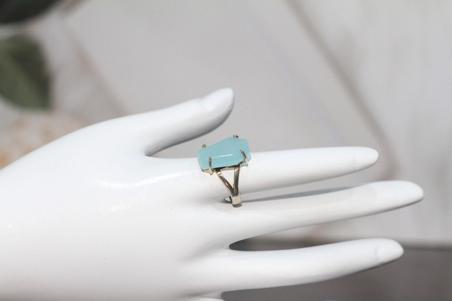 Chalcedony ring | Blue chalcedony | Aqua chalcedony | Chalcedony jewelry | Coffin Ring | Minimalist ring | Dainty ring | Chalce Ring Women