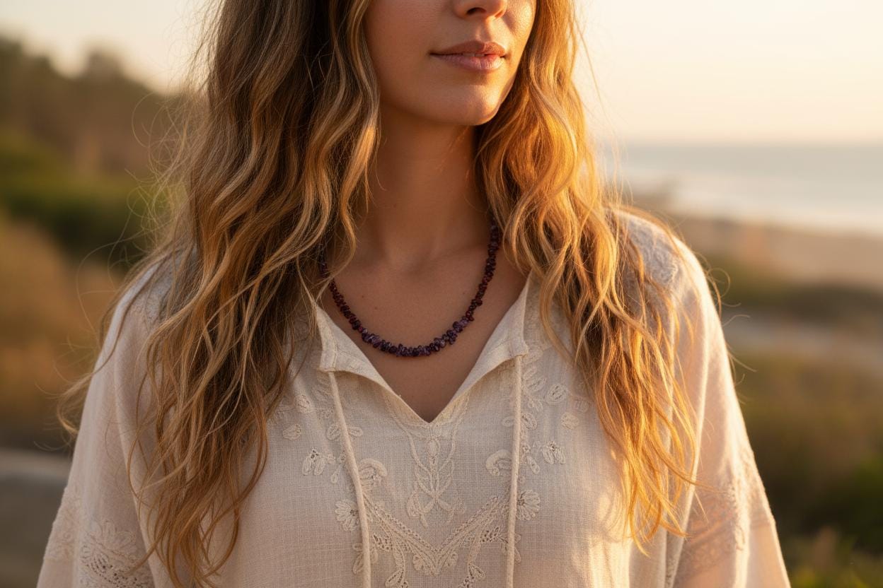 Amethyst necklace, Raw amethyst necklace, Garnet Necklace, Uncut Garnet Necklace Handmade Necklace, Gemstone Necklace, Dainty Necklace, Gift