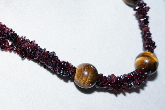 Elegant Black Agate and Tiger's Eye Necklace, Black Agate Necklace, Handmade Necklace Natural Agate Boho Necklace, Dark Red Necklace