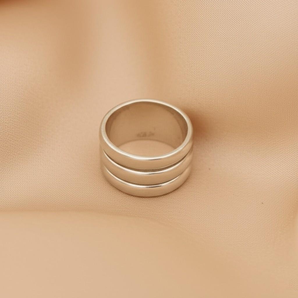 Sterling Silver Triple Band Ring, Minimalist Stackable Ring, Modern Silver Jewelry, Gift for herm Wide Silver Band Ring, Stacking Ring
