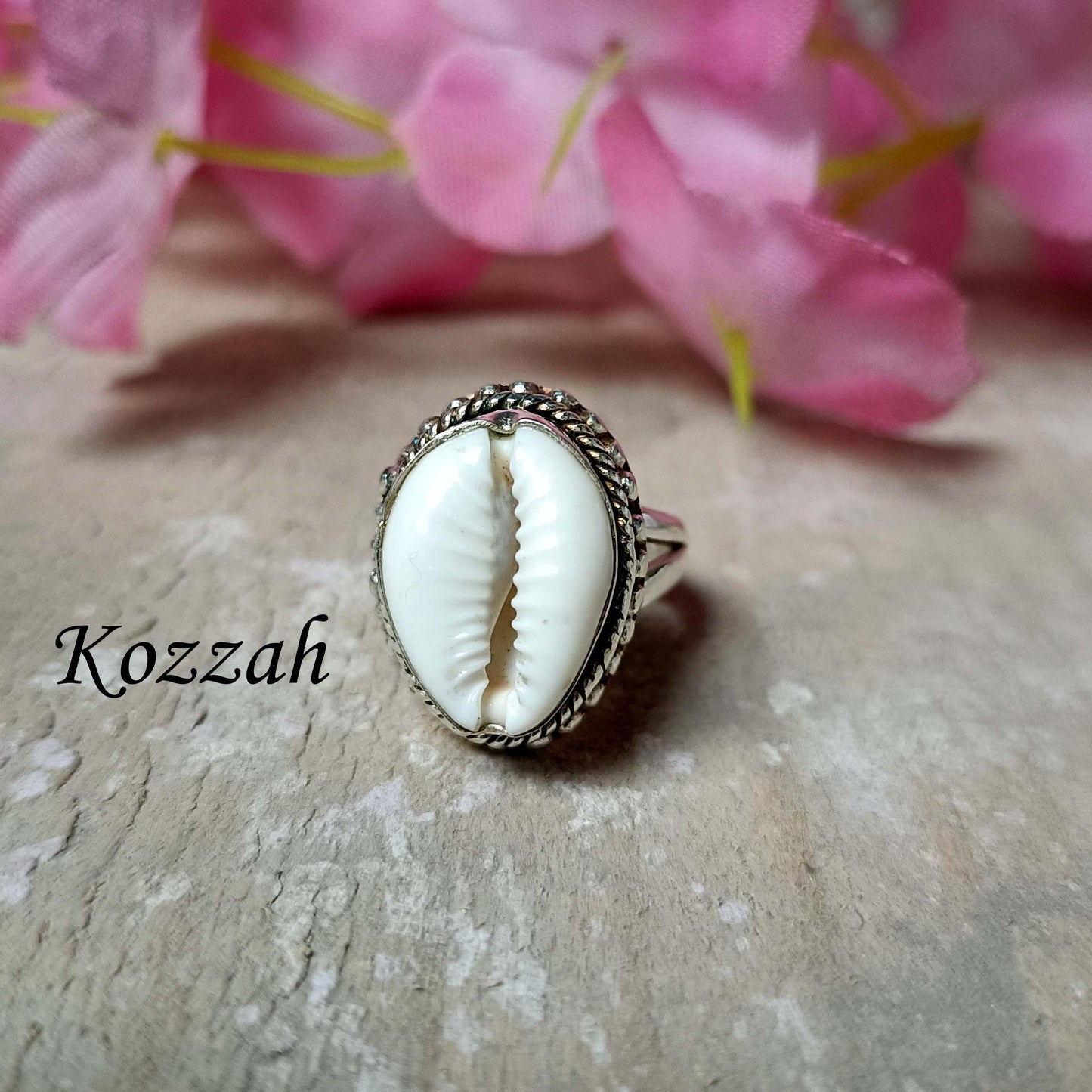 Cowrie Shell Ring, Handmade Ring, Boho Ring, Natural Shell, Designer Ring, 925 Silver Ring, Gift For Her, Statement Ring, Silver Jewelry