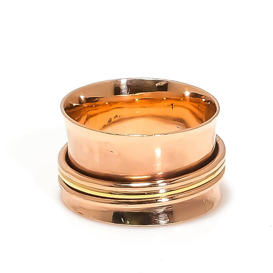Golden Heart Spinner Ring - Handcrafted Metal Fidget for Anxiety Relief, Spinner Ring, Fidget Ring, Anxiety ring, Handmade ring, For Him