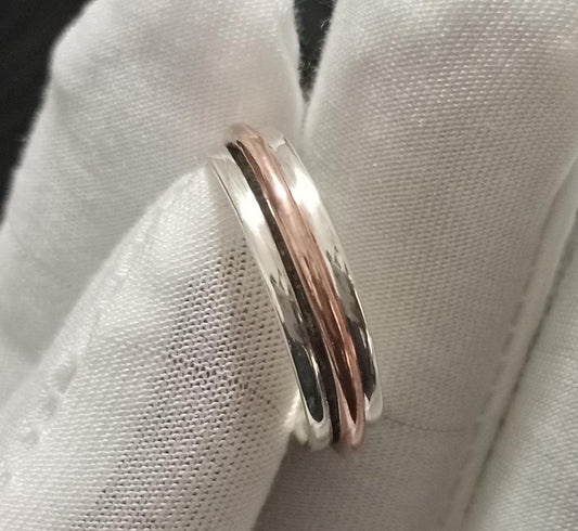 Spinner Ring, Designer Copper Band Ring, Women Ring, 925 Starling Silver Ring, Handmade Ring, Worry Ring, Minimalist Ring, Meditation Ring