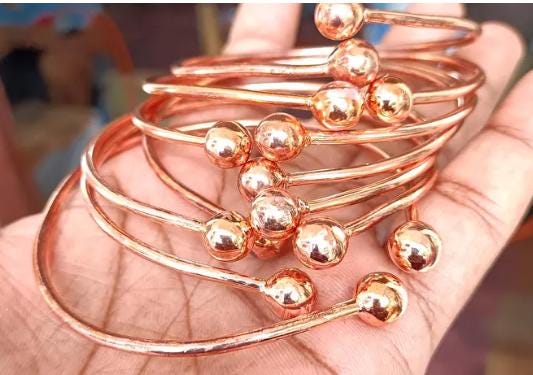 Set of 7 Pure Copper Bangles with Ball Ends | Handmade Minimalist Bracelets | Lightweight Copper Jewelry | Stackable Bangle Set | Gift