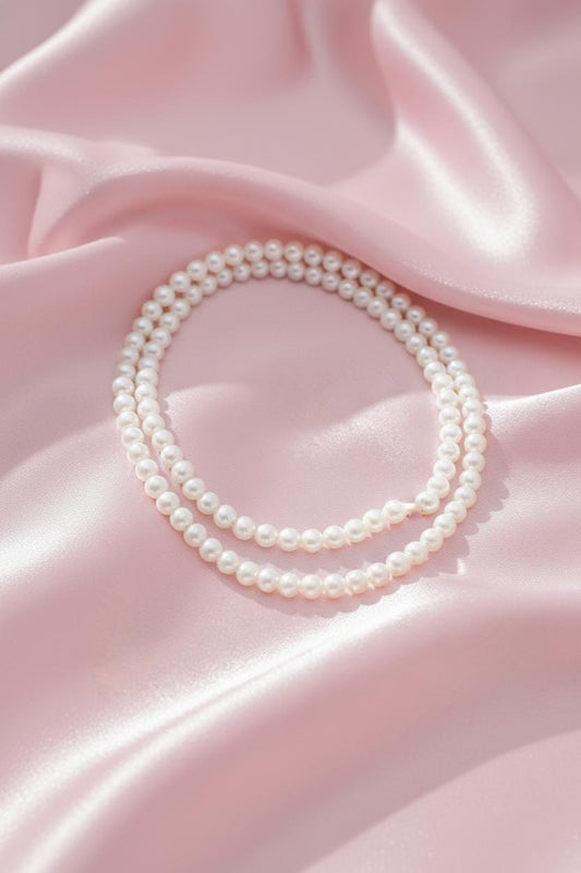 Classic Double Strand White Pearl Necklace | Long Faux Pearl Multi-Strand Opera Length | Timeless Bridal Wedding Jewelry | Christmas Gift