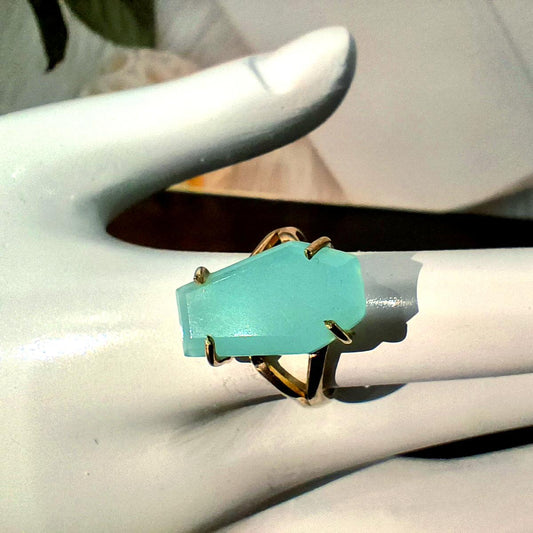 Chalcedony ring | Blue chalcedony | Aqua chalcedony | Chalcedony jewelry | Coffin Ring | Minimalist ring | Dainty ring | Chalce Ring Women