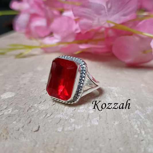 Red Garnet Ring, Handmade Ring, 925 Silver Ring, Statement Ring, Natural Garnet, Designer Ring, Gemstone Ring, Garnet Jewelry, Gift For Love