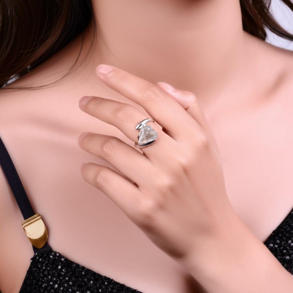 Raw Aquamarine Ring: Sterling Silver Rough Crystal Gemstone