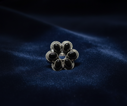 Black Onyx Ring Sterling Silver Women Boho Statement Healing Crystal Jewelry Gift for Her