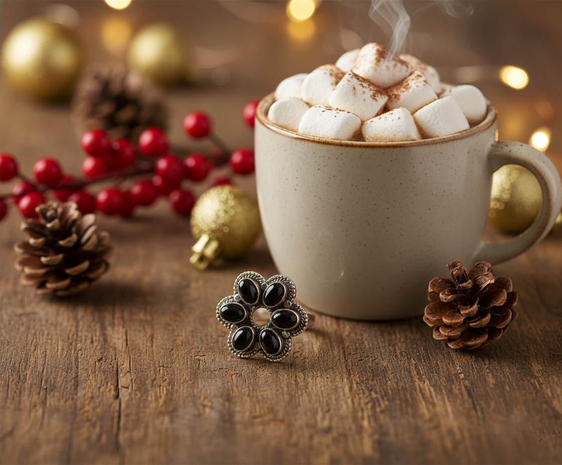 Black Onyx Ring Sterling Silver Women Boho Statement Healing Crystal Jewelry Gift for Her