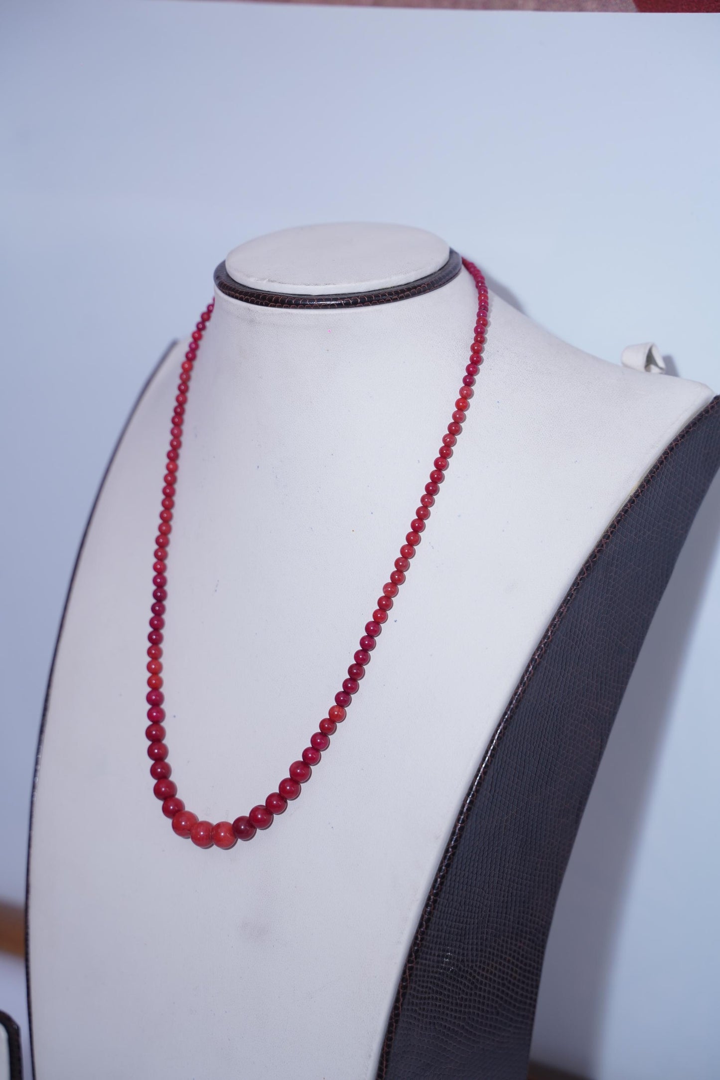 Natural Red Coral Necklace 20 Inch Genuine Beads | Boho Statement Coral Jewelry | Hand-Strung 925 Silver Clasp Summer Gift for Her