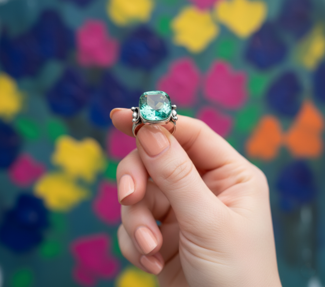 Aquamarine Ring | Sterling Silver Aquamarine Jewelry | Chunky Gemstone Ring | Handmade Gift for Her, Raw Aquamarine Ring, Clear stone ring