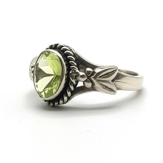Peridot Ring Sterling Silver | August Birthstone Oval Gemstone Ring | Handmade Boho Jewelry Gift for Her