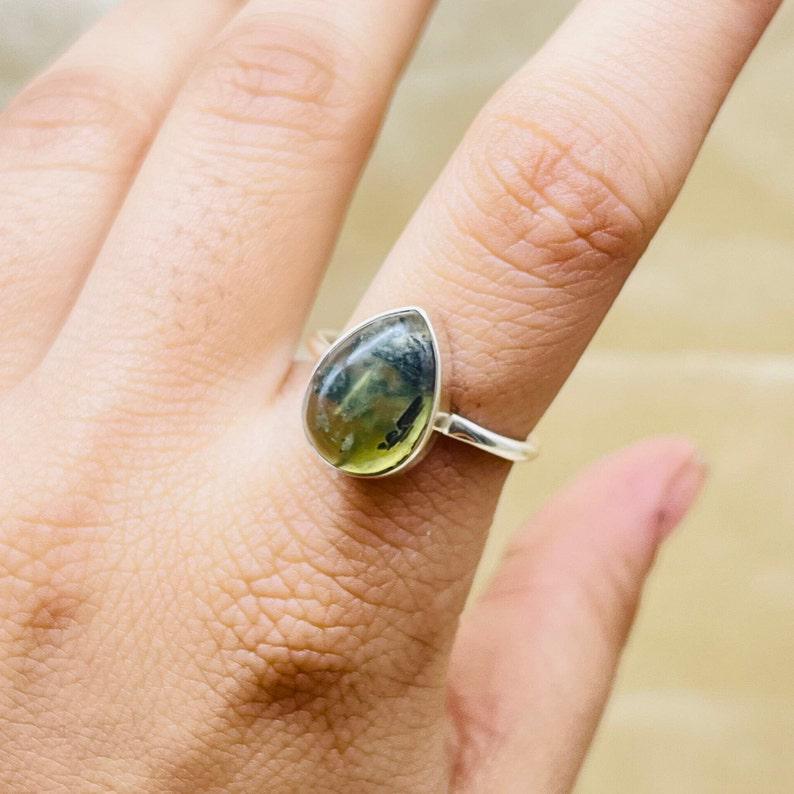 Prehnite Ring, 925 Silver Ring, Women Ring, Handmade Ring, Statement Ring, Natural Prehnite, Gemstone Ring, Bohemian Ring, Dainty Ring