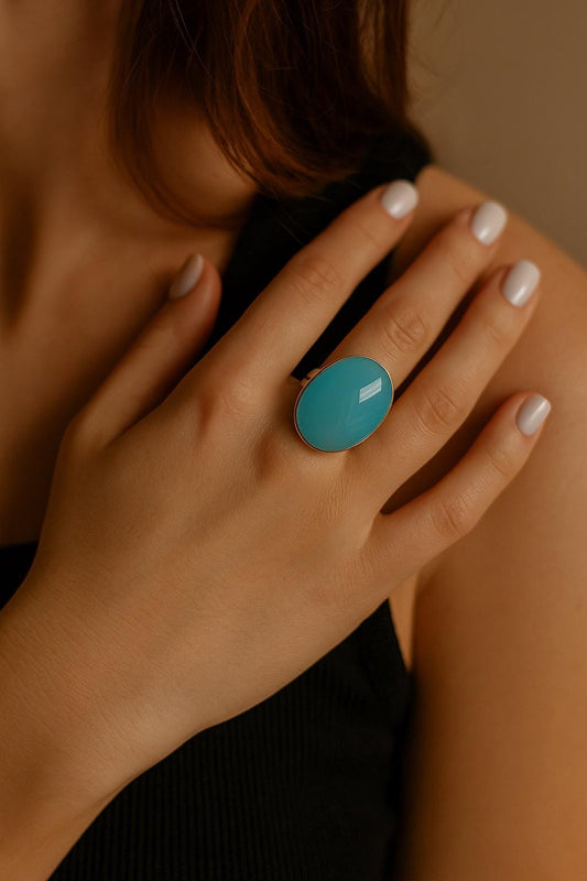 Elegant Aqua Chalcedony Gemstone Ring, 925 Sterling Silver Ring, Handmade Ring, Beautiful Ring, Designer Ring, Women Ring, Gift For Her