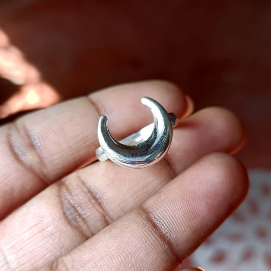 Half Moon Ring, 925 Silver Ring, Women Ring, Statement Ring, Dainty Ring, Handmade Ring, Moon Ring, Bohemian Ring, Plain Silver Ring