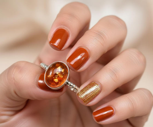 Natural Baltic Amber Sterling Silver Ring | Oval Cabochon with Inclusions | Handmade Boho Beaded Band | Gift for Her Anniversary Jewelry