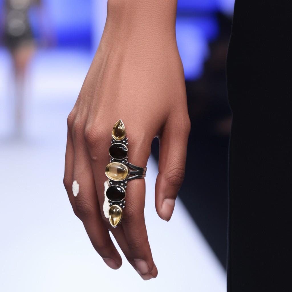 Statement Garnet Silver Ring, Unique Long Sterling Silver Cocktail Ring, Bohemian Gemstone Stack Ring, Handmade ring, Show Ring for her,