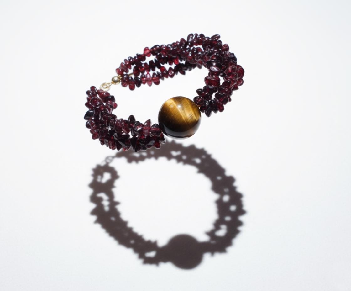 Garnet Bracelet, Tiger Eye Bracelets, Handmade Bracelet, Gift Her, Garnet Gemstone Bracelet, Garnet bracelet, Gold Plated Garnet Bracelets.