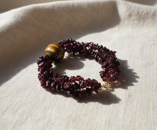 Garnet Bracelet, Tiger Eye Bracelets, Handmade Bracelet, Gift Her, Garnet Gemstone Bracelet, Garnet bracelet, Gold Plated Garnet Bracelets.