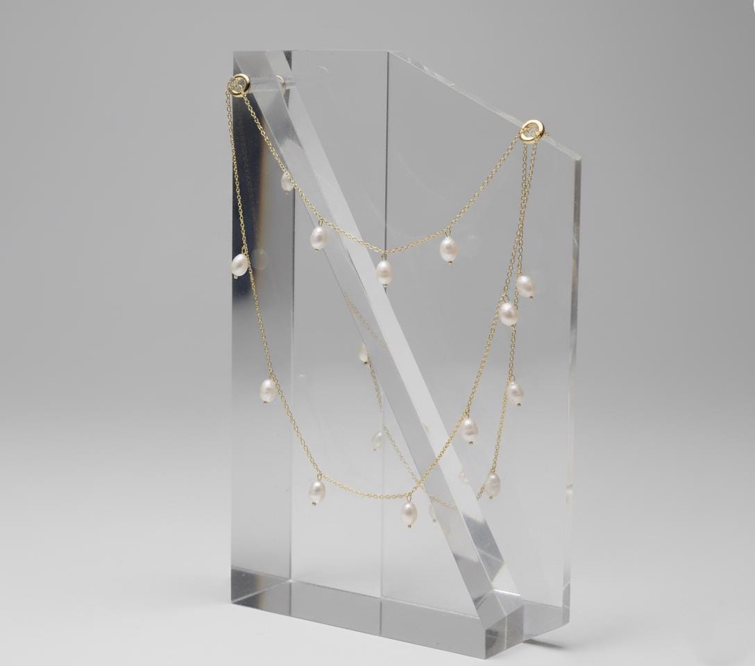 Pink Rice Pearl Necklace, Golden Pearl Necklace, Pearl necklace, Pink Pearl Necklace for women, Stone Necklace, Minimalist Necklace, Gift