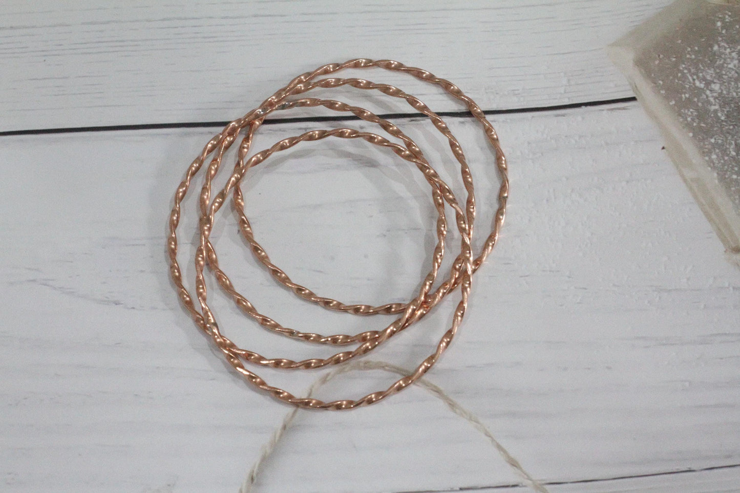 Set of 4 Twisted Pure Copper Bangles | Handmade Twisted Copper Wire Bracelet Set | Spiral Copper Bangle Set | Christmas Gift for her