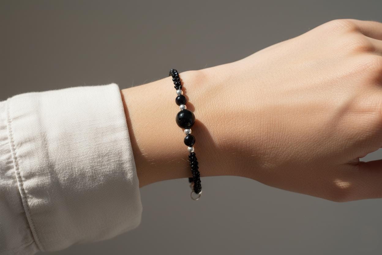 Black spinel bracelet, Black spinel, Handmade Bracelet, Agate Bracelet, Black bracelet, Black spinel jewelry, Black bead bracelet, Gift Her
