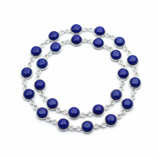Lapis Lazuli Bracelet, 925 Sterling Silver Round Shape, Gemstone Bracelet