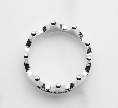 Queen Crown Silver Band Ring, Solid 925 Sterling Silver Band Ring For Her, Handmade Design Crown Ring, Boho Thumb Ring, Gift For Girlfriend