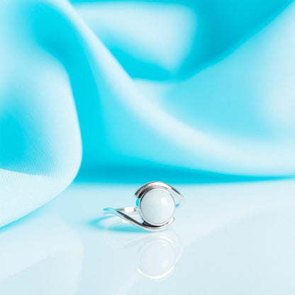 Larimar Ring, Dainty Ring, 925 Silver Ring, Natural Larimar, Statement Ring, Larimar Jewelry, Gemstone Ring, Women Ring, Bohemian Ring