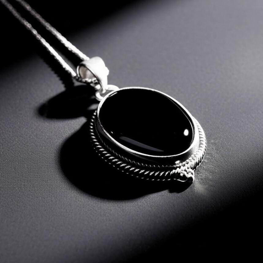 Midnight Onyx Pendant, Classic Black Pendent, Lucky Charm Pendent, Black Pendent, Gift for her, Handmade Pendent, Gemstone Pendent, Gift