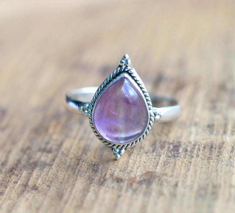 Whimsical Amethyst Gemstone Ring, Dainty Women Ring, 925 Silver Ring, Handmade Ring, Statement Ring, Natural Amethyst, Amethyst Jewelry
