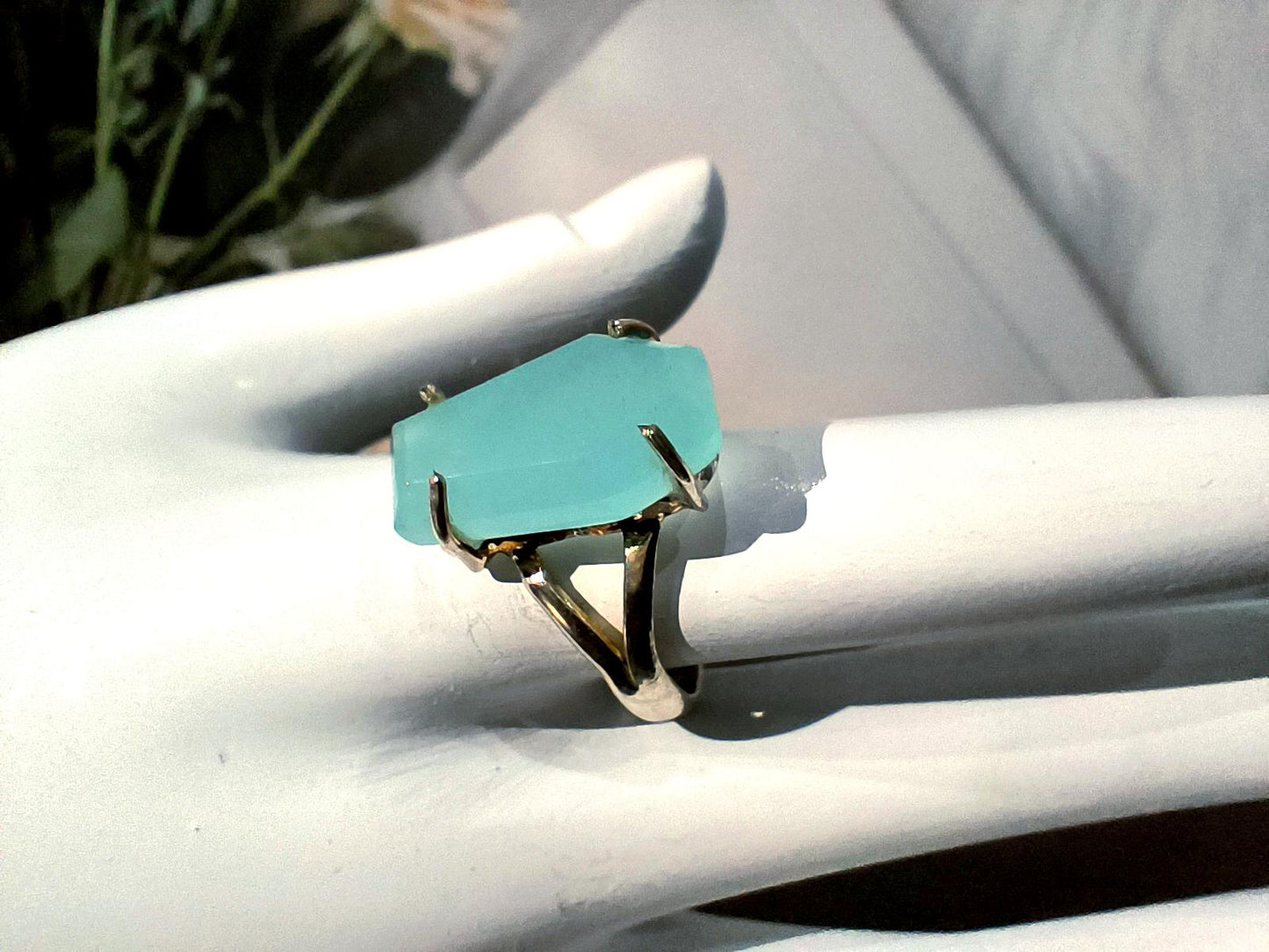 Chalcedony ring | Blue chalcedony | Aqua chalcedony | Chalcedony jewelry | Coffin Ring | Minimalist ring | Dainty ring | Chalce Ring Women