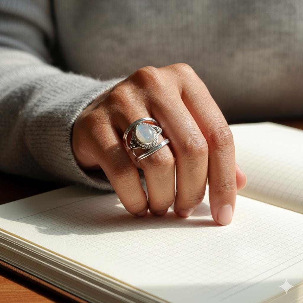 Moonstone Ring, Dainty Ring, 925 Silver Ring, Natural Moonstone, Statement Ring, Gemstone Ring, Moonstone Jewelry, Women Ring, Bohemian Ring