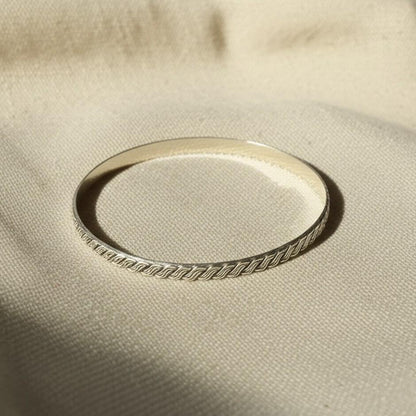 Sterling Silver Braided Bangle | Woven Pattern Bangle | Unisex Everyday Bracelet | Handmade Braided Silver Bracelet | Gift for her