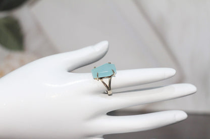 Chalcedony ring | Blue chalcedony | Aqua chalcedony | Chalcedony jewelry | Coffin Ring | Minimalist ring | Dainty ring | Chalce Ring Women