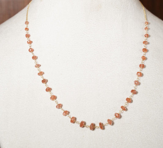 Sunstone Necklace, Handmade Jewelry, Minimalist Necklace, Dainty Gemstone Necklace, Natural Stone Jewelry, Peach Sunstone Jewelry