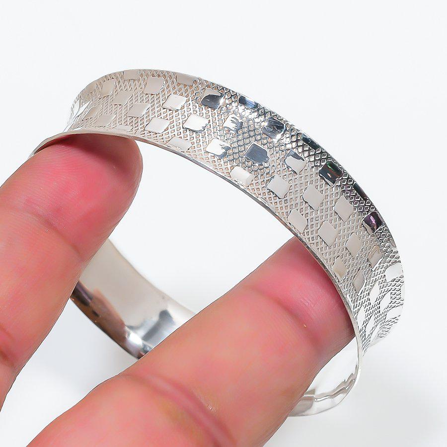 Cuff Bangle, Handmade Bangle, Silver Bangle, Geometric Silver, Women Bracelets, Adjustable Bracelets, Birthday Gift, Textured bracelet, Gift