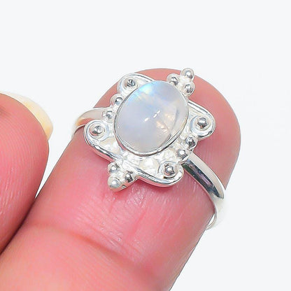 Handcrafted Sterling Silver Gemstone Ring Duo - Moonstone and Onyx - Unique Gift for Her | Glowing Labradorite & Earthy Malachite Sterling