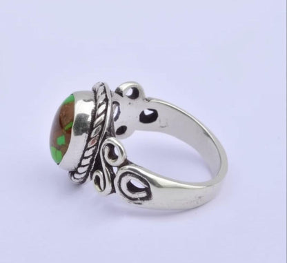 Green Copper Turquoise Ring, Gemstone Ring, 925 Silver Ring, Handmade Ring, Natural Turquoise, December Birthstone, Ring For Women