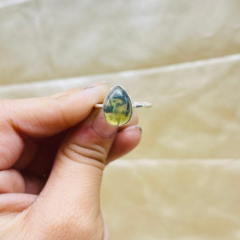Prehnite Ring, 925 Silver Ring, Women Ring, Handmade Ring, Statement Ring, Natural Prehnite, Gemstone Ring, Bohemian Ring, Dainty Ring