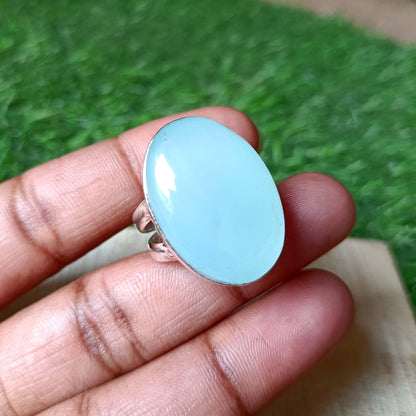 Chalcedony Ring, Women Ring, 925 Silver Ring, Handmade Ring, Gemstone Ring, Chalcedony Jewelry, Bohemian Ring, Natural Chalcedony