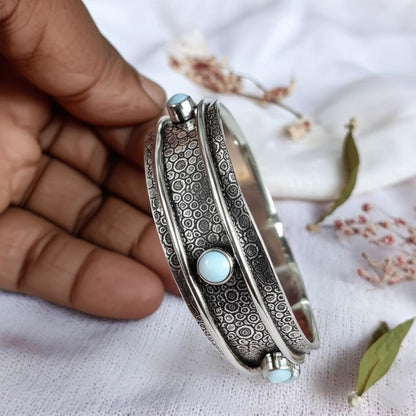 Larimar Bangle, Spinner Bangle, Handmade Bangle, 925 Silver Bangle, Natural Larimar, Women Bangle, Statement Bangle, Larimar Jewelry