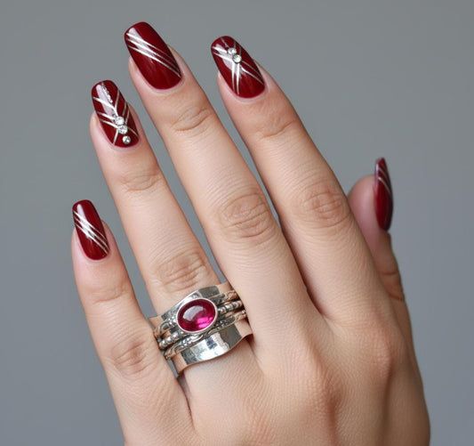 Garnet Ring, Spinner Ring, Thumb Ring, Garnet Jewelry, 925 Sterling Silver Ring, Band Ring, Worry Ring, Fidget Ring, Natural Garnet, Gift