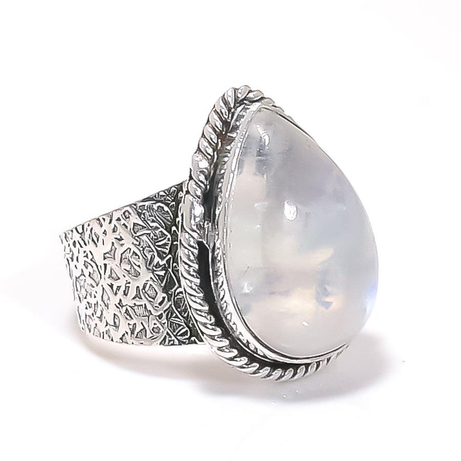 Pear-Shaped Moonstone Beaded Ring, Handmade Moonstone Ring, Women Ring, Gift her, White stone Ring, Dainty Ring, Statement Ring, Gift her