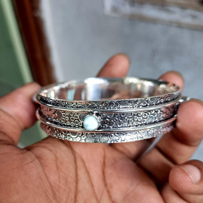 Larimar Bangle, Spinner Bangle, Handmade Bangle, 925 Silver Bangle, Natural Larimar, Women Bangle, Statement Bangle, Larimar Jewelry