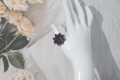 Amethyst floral ring | Amethyst ring woman | Sunflower Ring