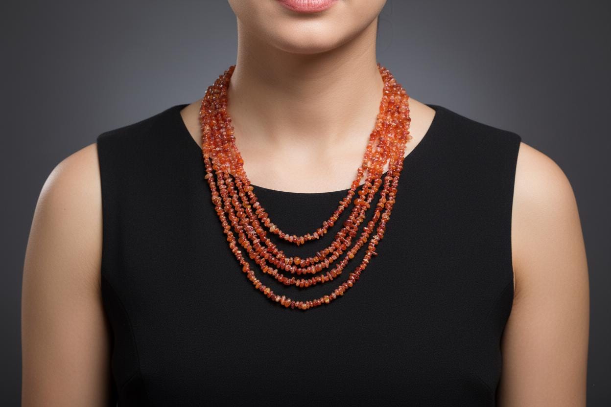 Multistrand Carnelian Nugget and Chip Necklace | Carnelian necklace, Gemstone necklace, Valentines Day Gift, Gift for her, Handmade Necklace