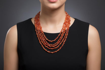 Multistrand Carnelian Nugget and Chip Necklace | Carnelian necklace, Gemstone necklace, Valentines Day Gift, Gift for her, Handmade Necklace