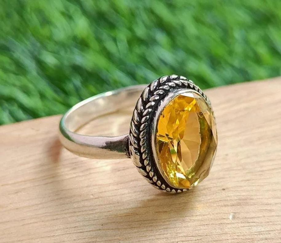 Citrine Ring, Handmade Ring, Women Ring, 925 Silver Ring, Statement Ring, Natural Citrine, Dainty Ring, Citrine Jewelry, Gemstone Ring, Gift